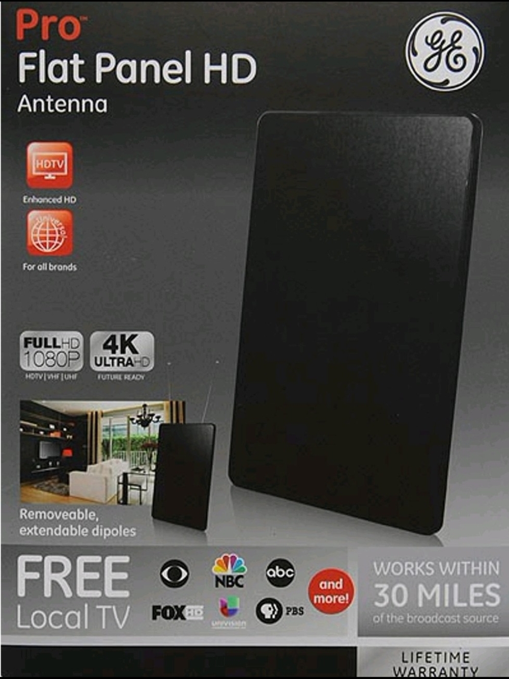 GE Pro Flat Panel HD Antenna - Free Local TV